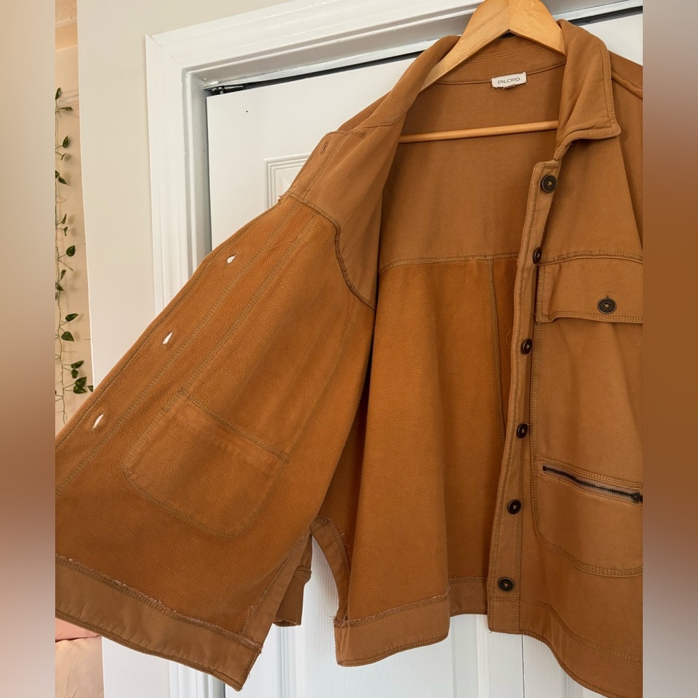 Anthropologie Pilcro Microfleece Cotton Button Front Jacket XS Honey - Picture 5 of 7